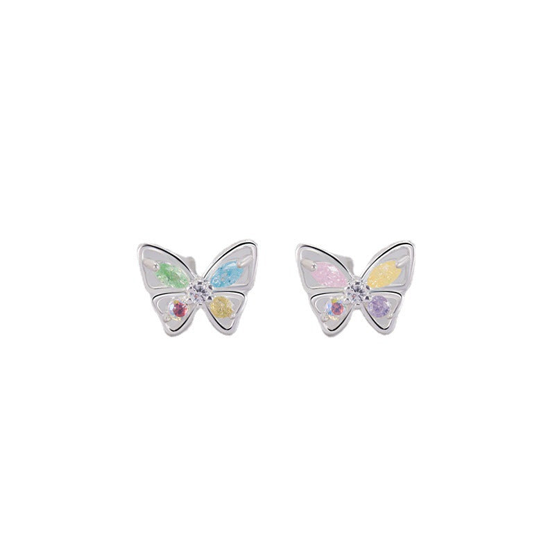 Ladies Colorful Crystals Butterfly Small Sweet Girly Summer Trendy Light Rings