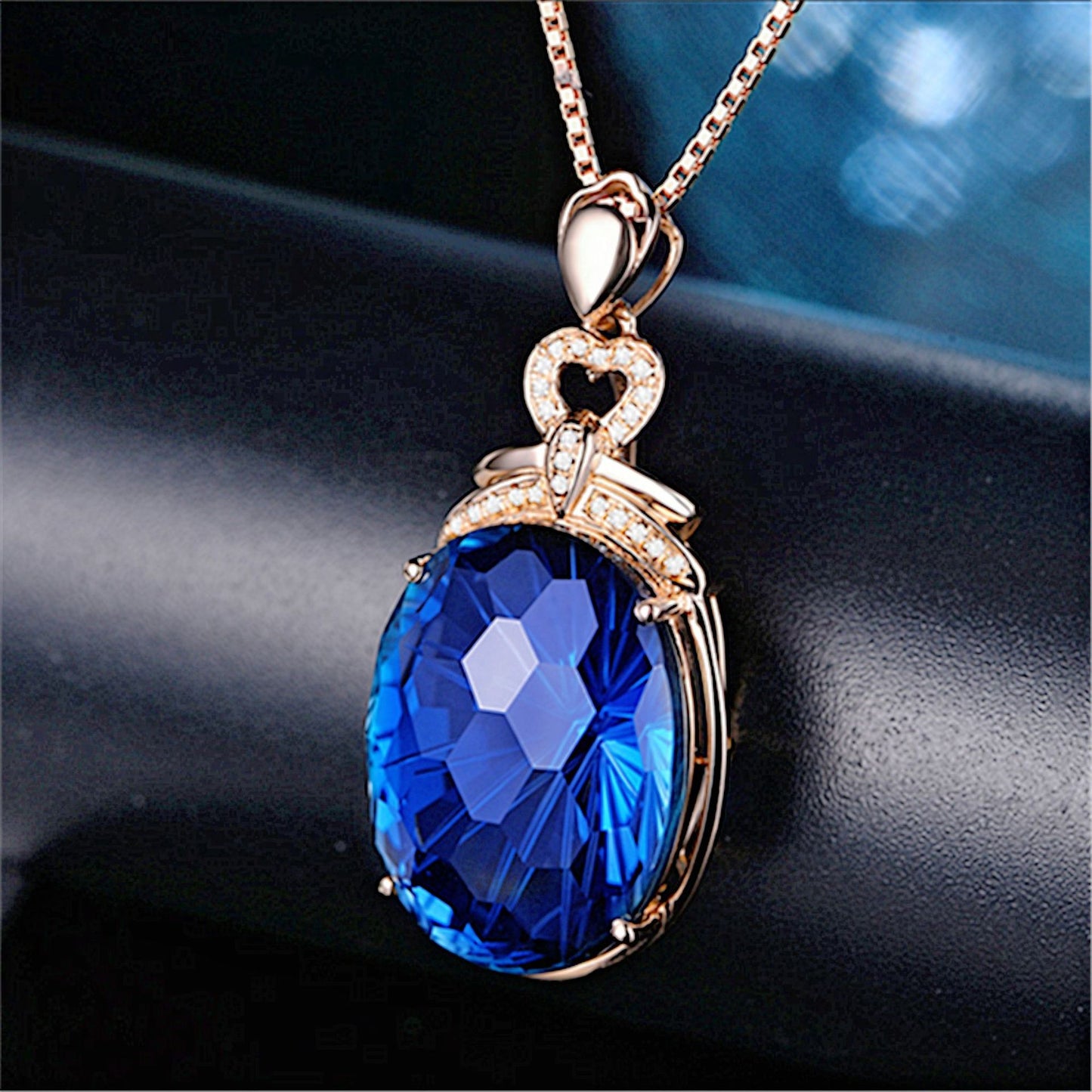 London Blue Topaz Gold-plated Inlaid Colored Gems Pendants