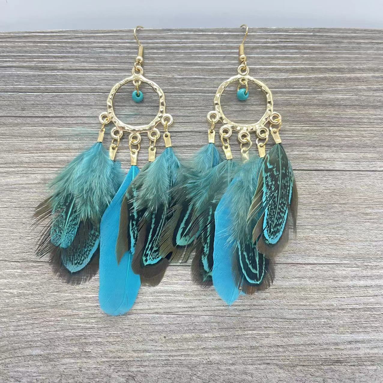 Women's Feather Yunnan Travel Vacation Retro Ethnic Earrings