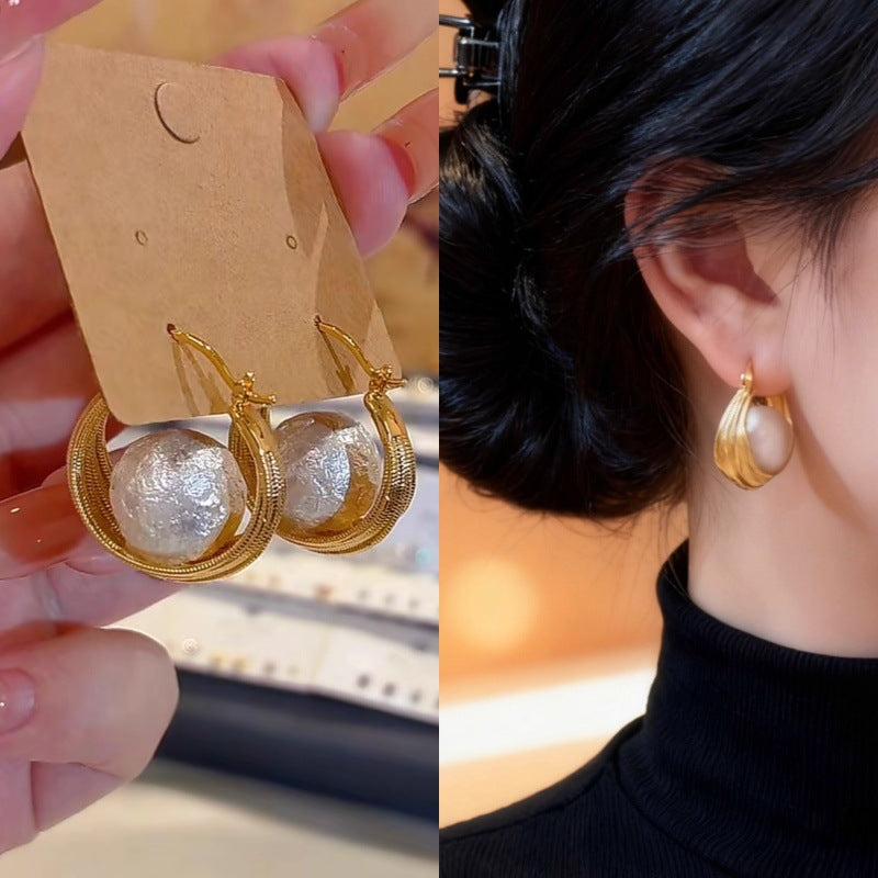Fashionable Double Layer Hollow Zircon Circle Ear Buckle