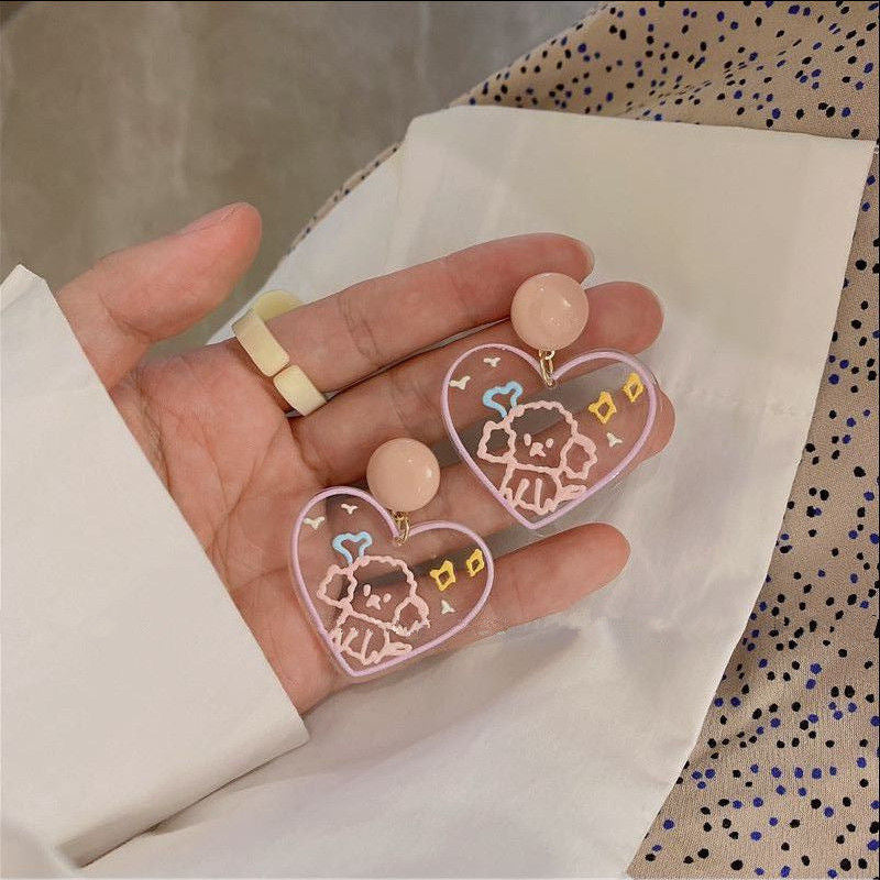 Women's Colorful Transparent Flower Niche Design Ear Stud Earrings