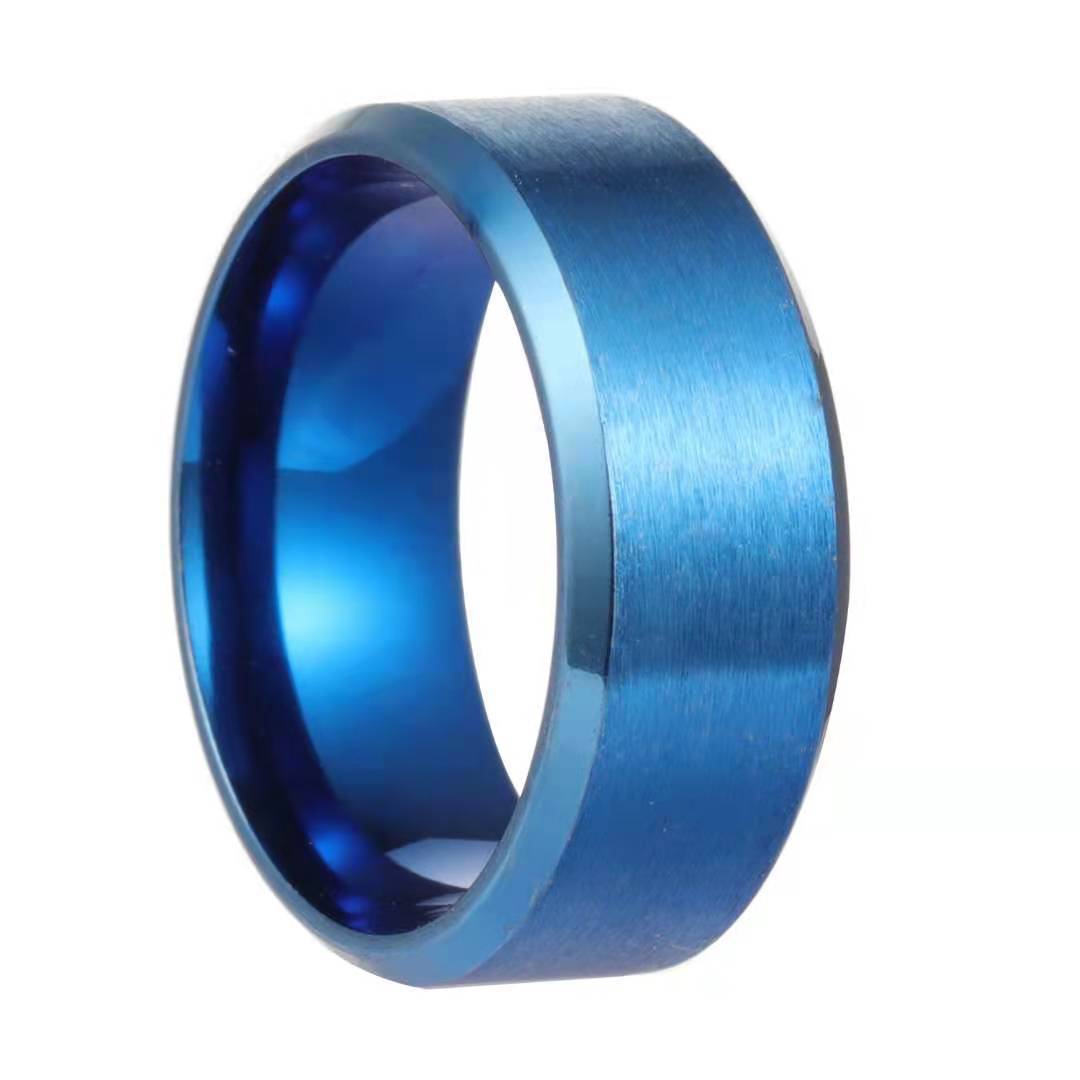 Men's Stainless Steel Double Bevel Frosted Glossy Titanium Brushed Rings