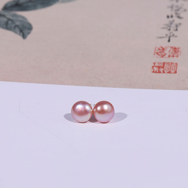 Women's Natural Freshwater Pearl Ear Sterling Sier Needle Earrings