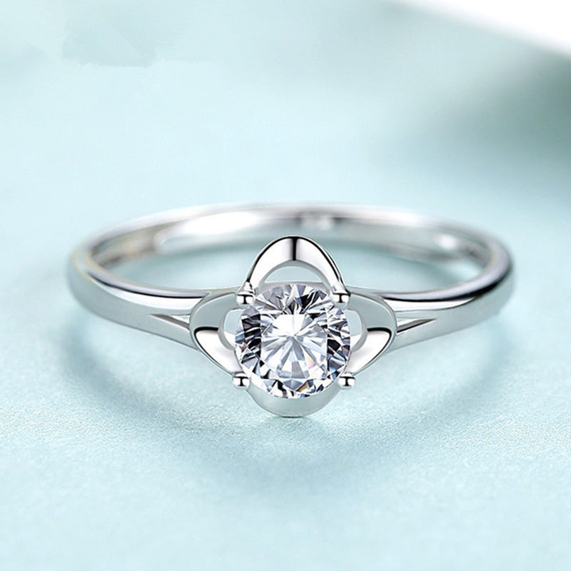 Female Sterling Sier Zircon Simulation Diamond Open Ring