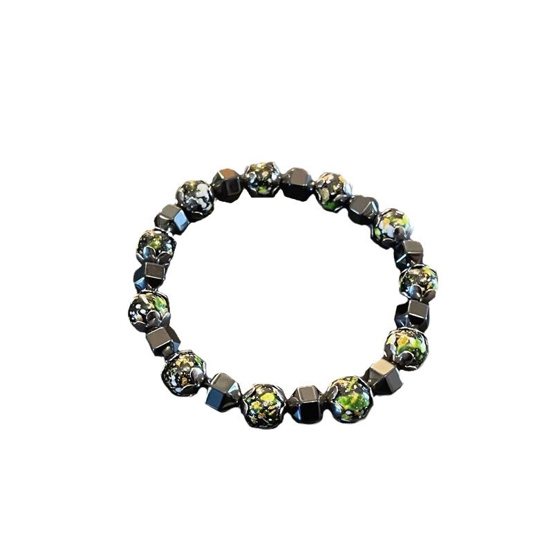 Men's Irregular Haematite Stitching Hip Hop Design Bracelet