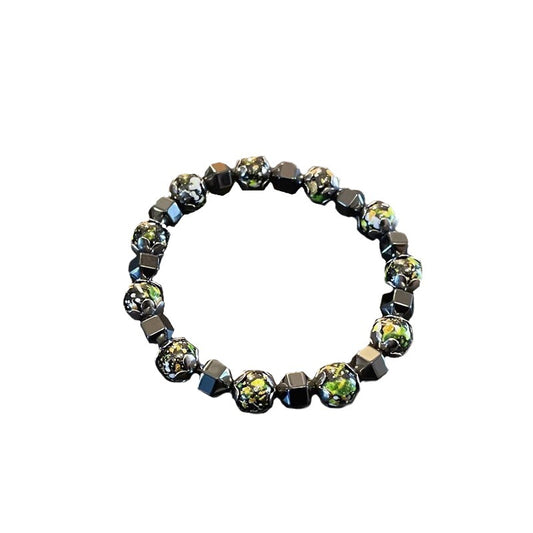 Men's Irregular Haematite Stitching Hip Hop Design Bracelet