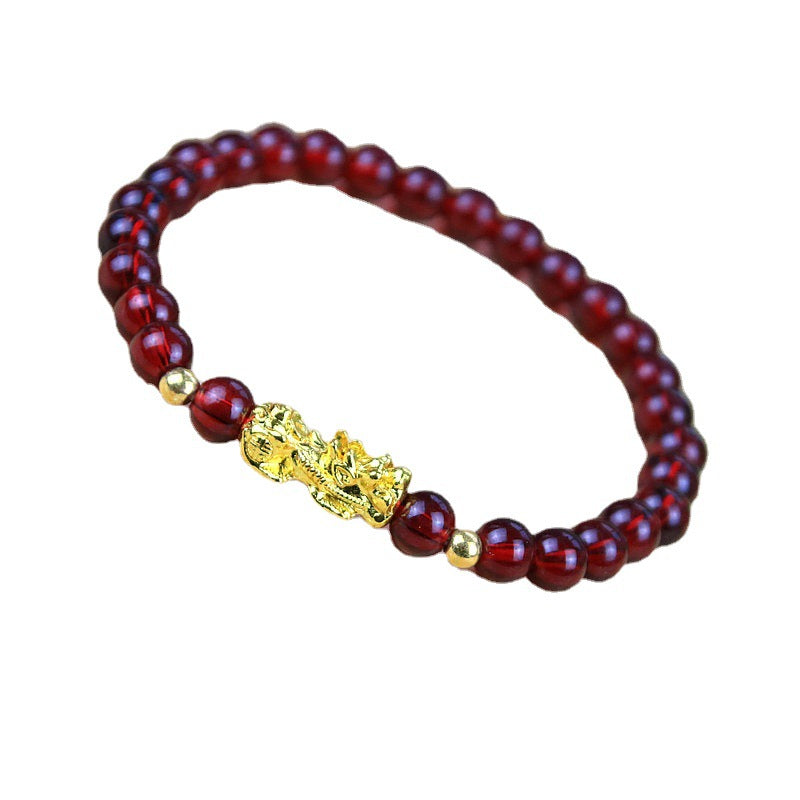 Drawing Pi Imitation Garnet Gold-plated Alloy Life Bracelet