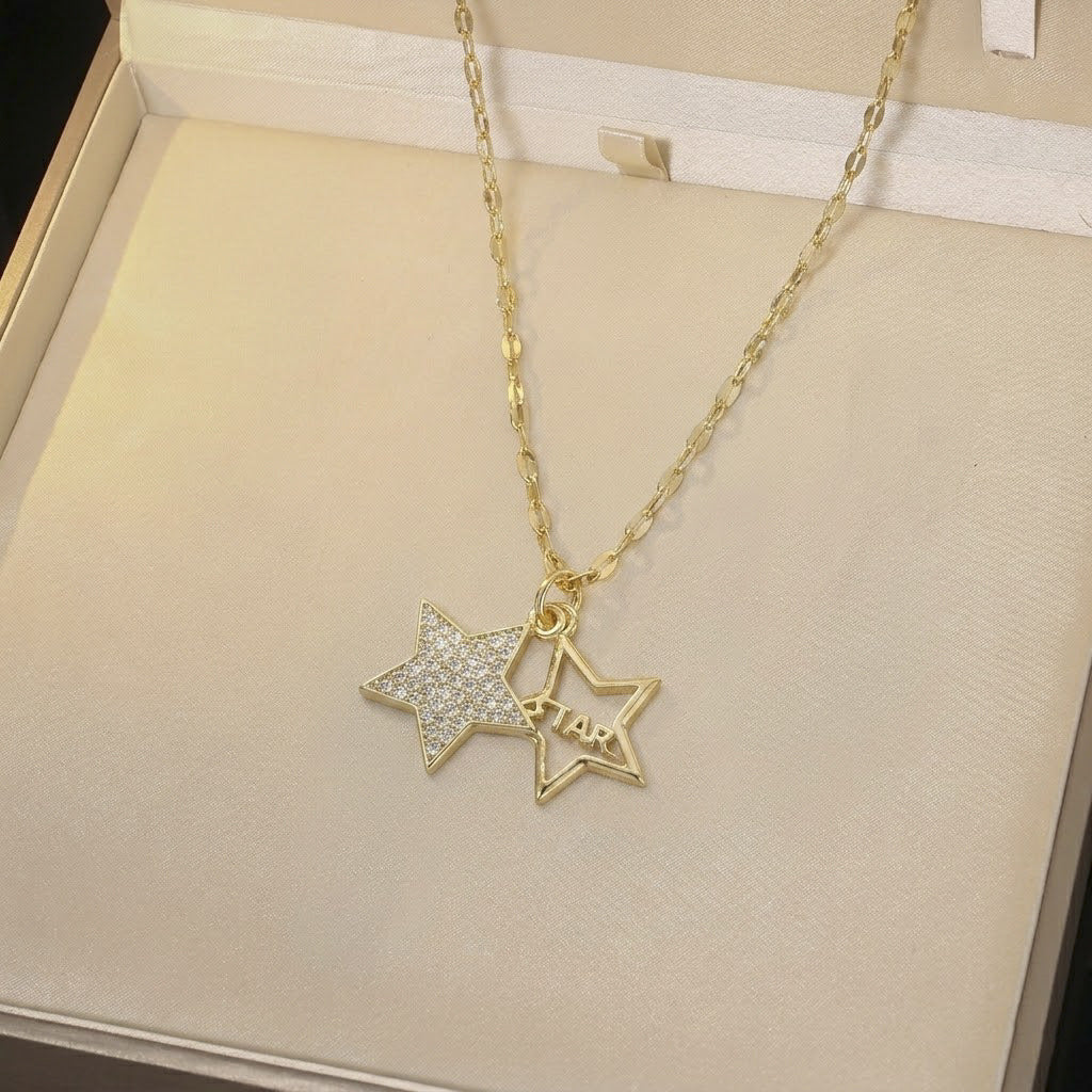 Women's Elegant Rainbow Fashion Star Moon Clavicle Necklaces
