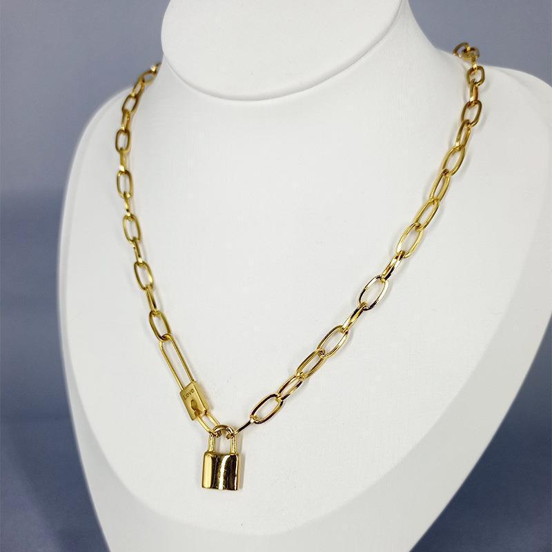 Women's Hop High-grade Lock For Trendy Gold Color Necklaces