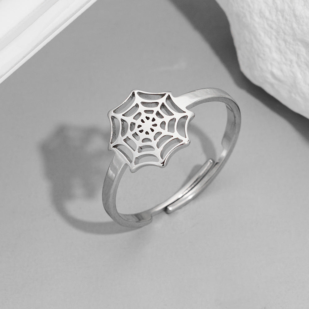 Stainless Steel Gold Opening Halloween Spider Rings