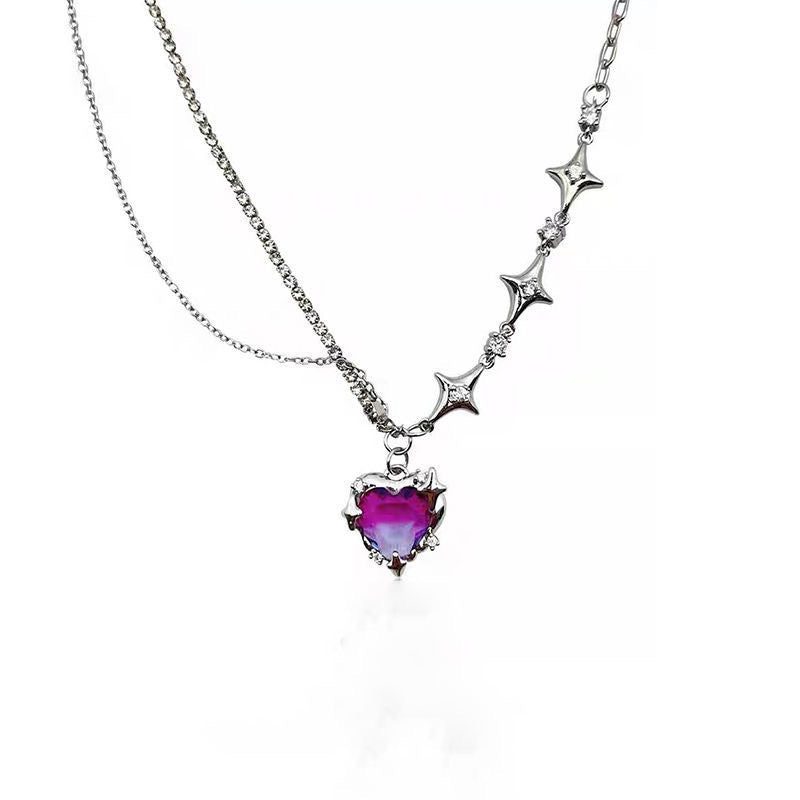 Gradient Heart Female Clavicle Chain Special Necklaces