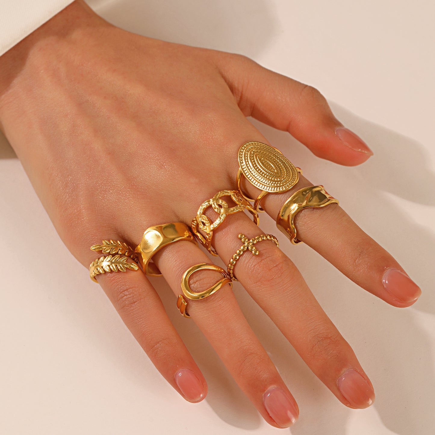 Stainless Steel Shaped Female Retro Popular Geometric Rings