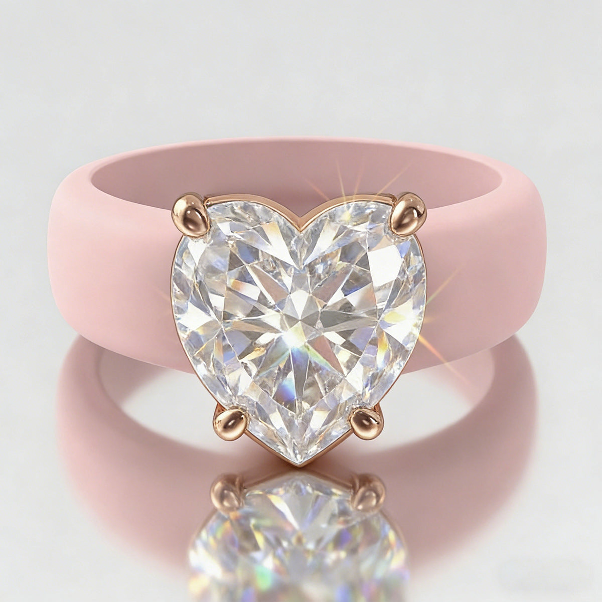 Light Luxury Square Zircon Silica Gel Twin Niche Ring