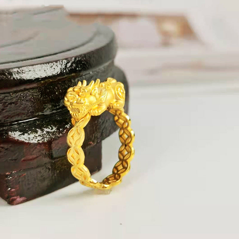 Vietnam Placer Gold Coin Drop Shipping Open Brass Plated Solid Rings
