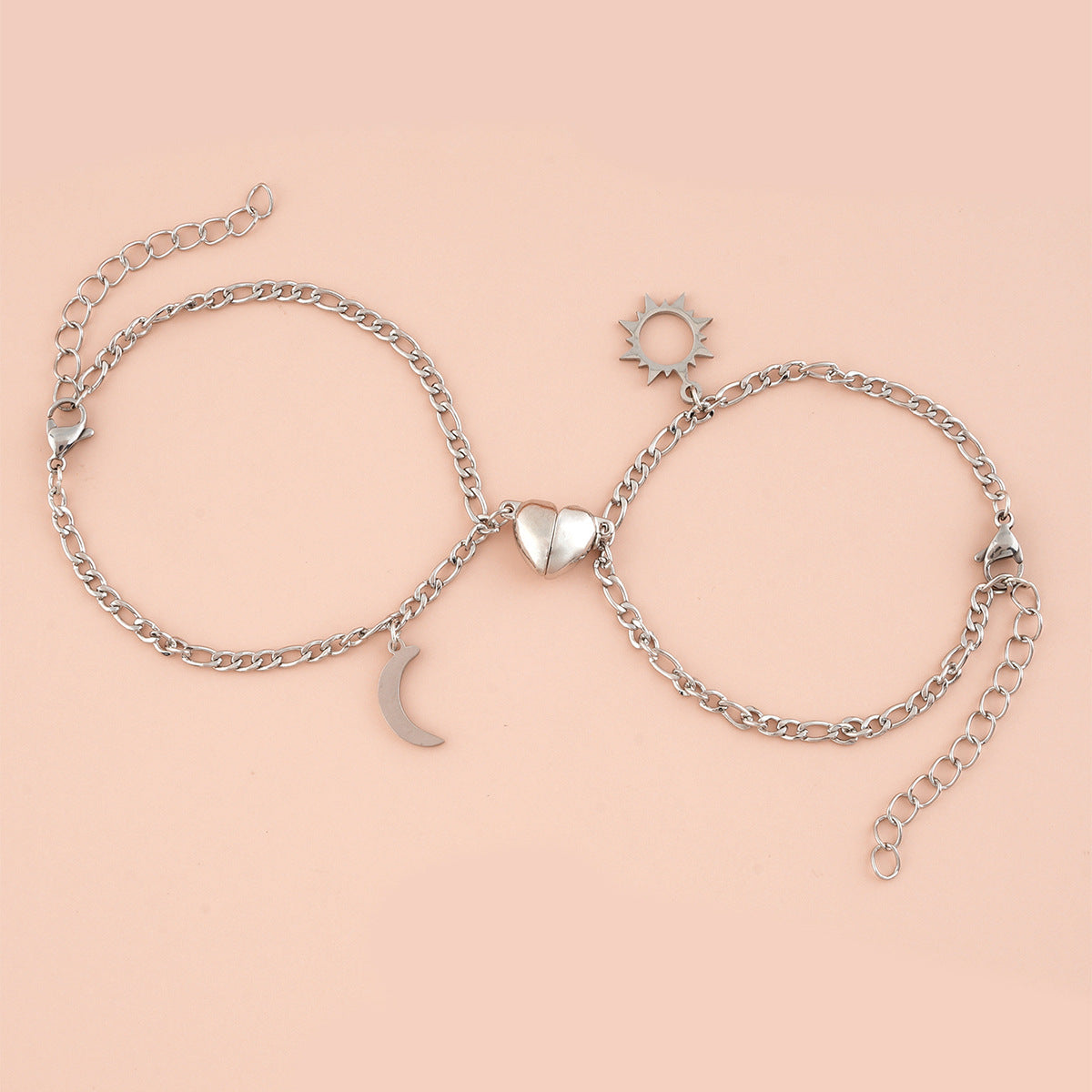 Stainless Steel Sun Moon Heart-shaped Magnetic Bracelet