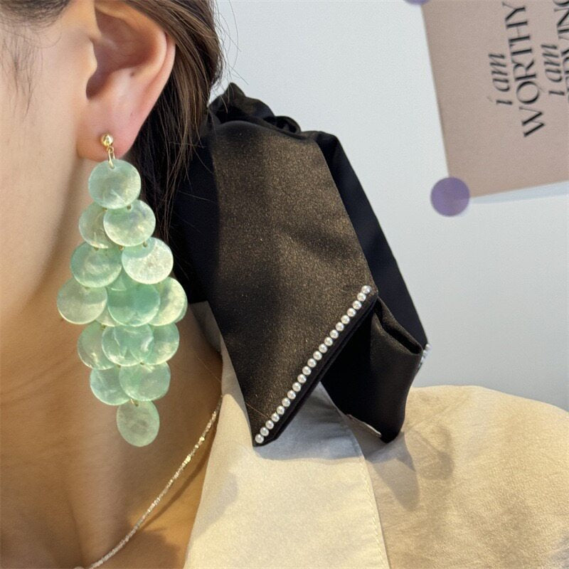 Beautiful Natural Shell Grape Cluster Tassel Design Vacation Style Female Rings