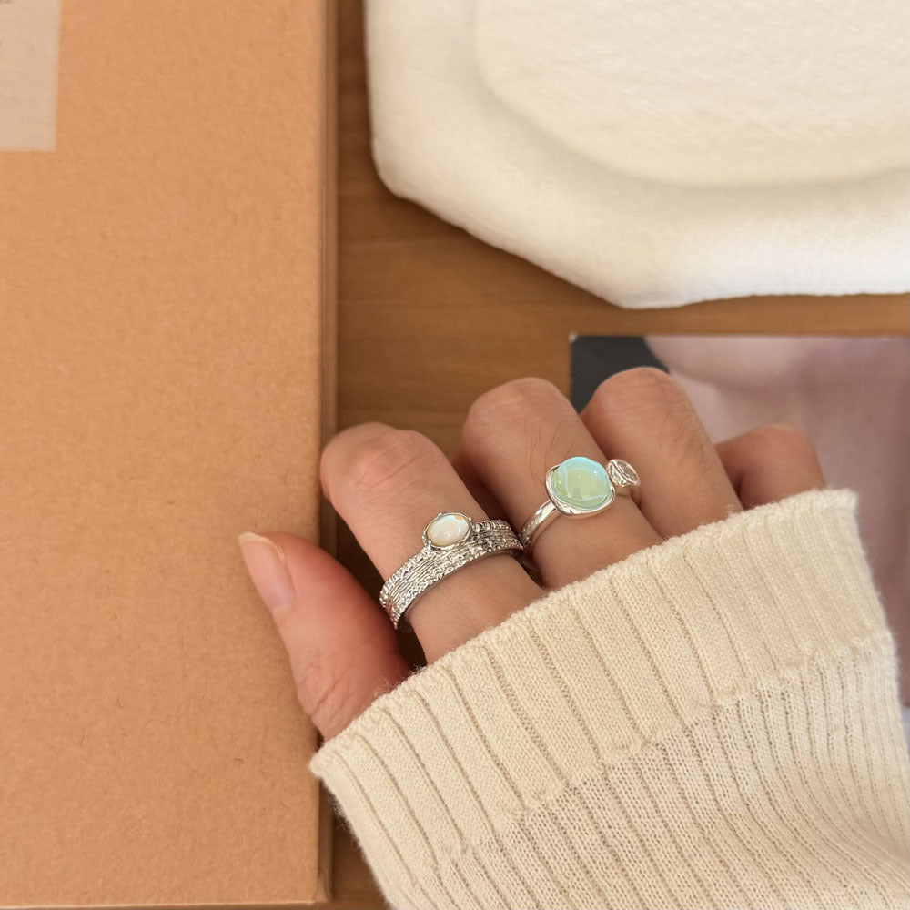 Women's Sier Inlaid Zirconium Love Heart-shaped Fashion Trend Design Twin Ring