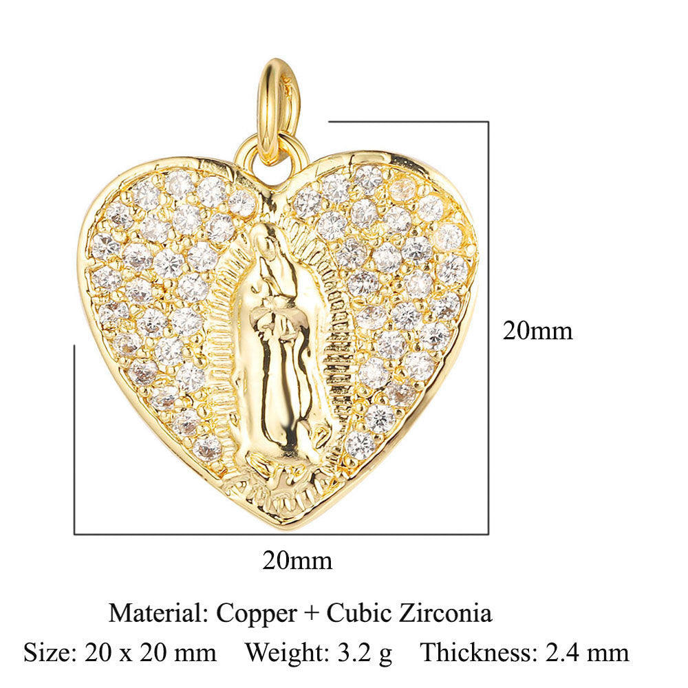 Cross Virgin Copper Zircon Peace Sign Ornament Pendants