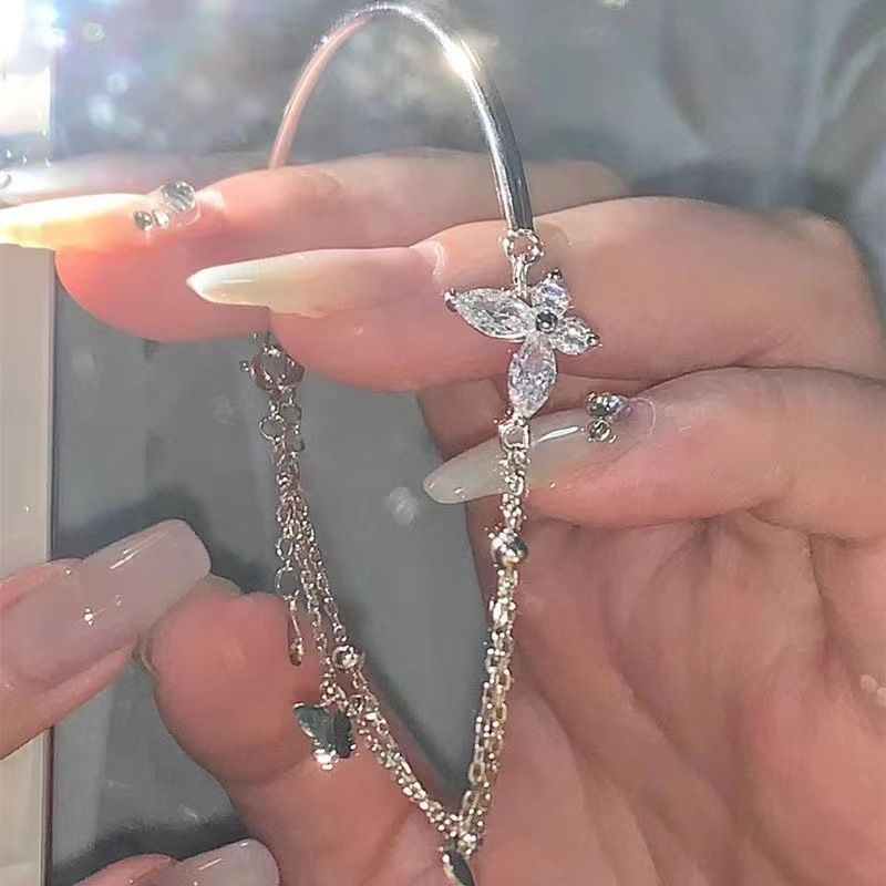 Half Butterfly Broken Feeling Rhinestone Double Layer Chain Cool Little Bracelets