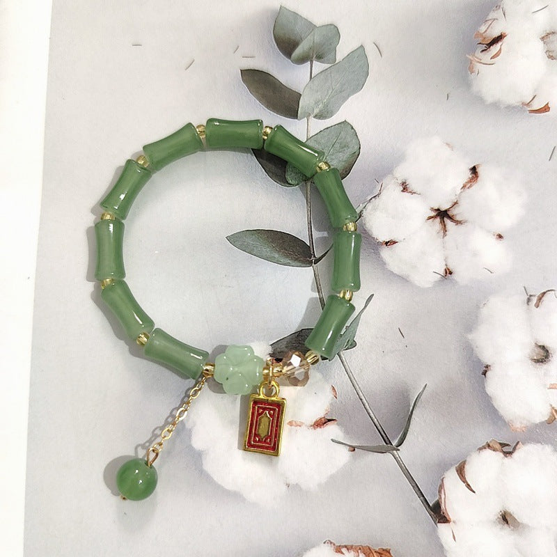 Aventurine Peace Buckle Bamboo Fresh Chinese Style Clover Bracelets