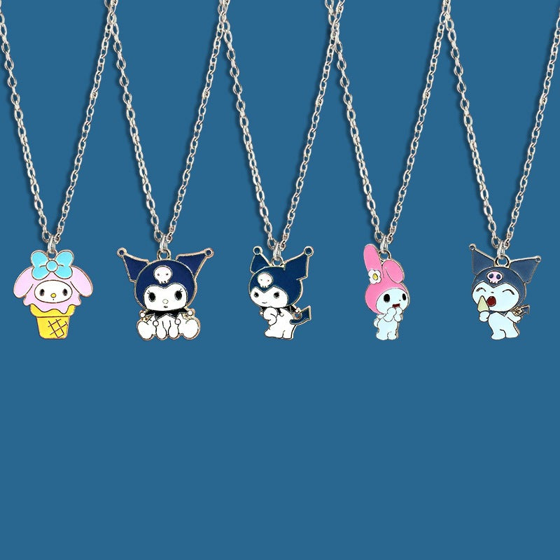 Summer Girlfriends Messenger Sisters Pair Clow Necklaces