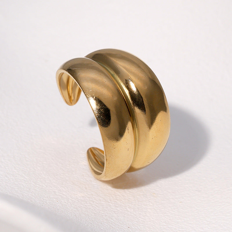 Steel Fashion Simple Classic Retro Gold Ring