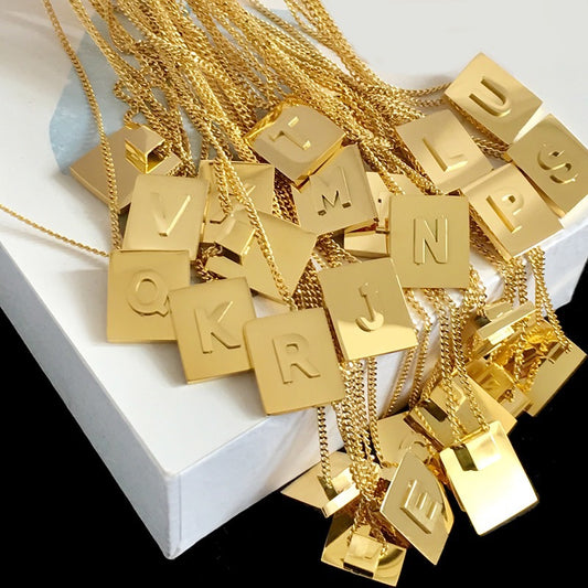 Letter Square Plate English Gold Female Clavicle Necklace