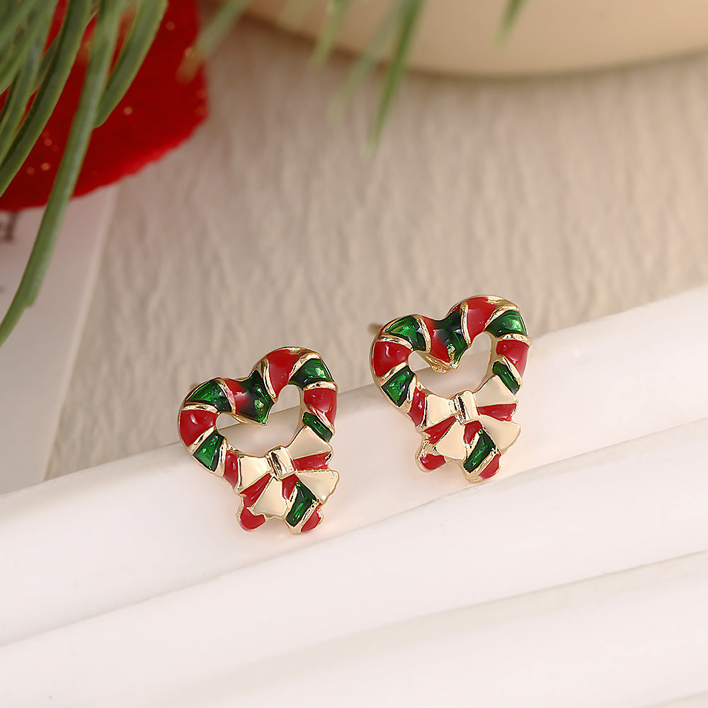 Fashion Elk Tree Snowflake Rhinestone Personalized Stud Earrings