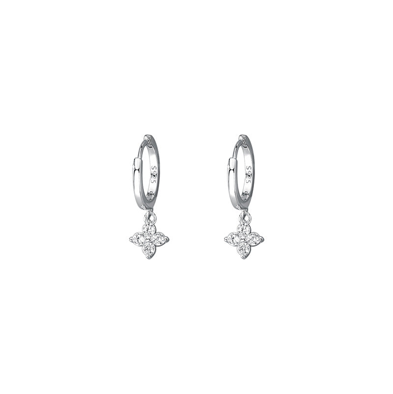 Clip Korean Style Simple Graceful Diamond Four-leaf Live Ear Buckle