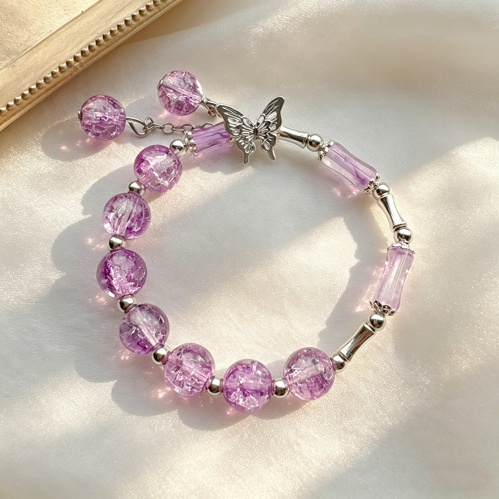 Transparent Bamboo Glazed Female Butterfly Floral High-grade Live Broadcast Scenic Bracelet