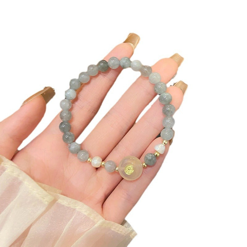 Sweet Optimized Burma Jade Simple Girly Heart Lotus Bracelets