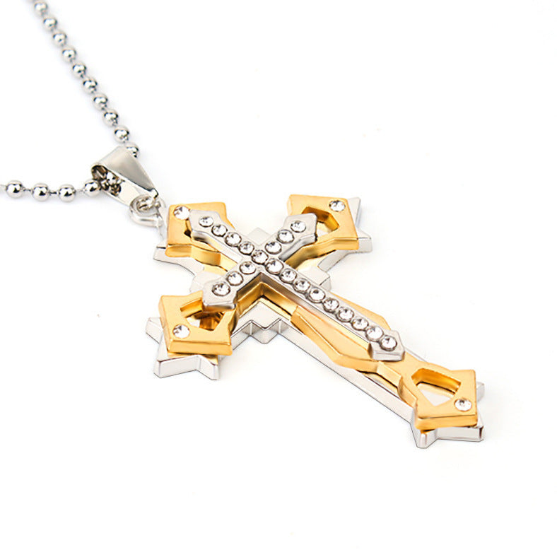 Men's Metal Cross Frame Chain Jewelry Pattern Necklaces