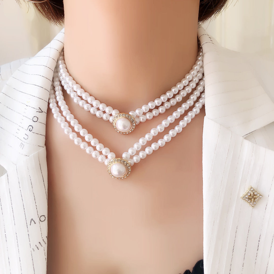 Fashionable Temperament Short Pearl Choker Gentle Necklace