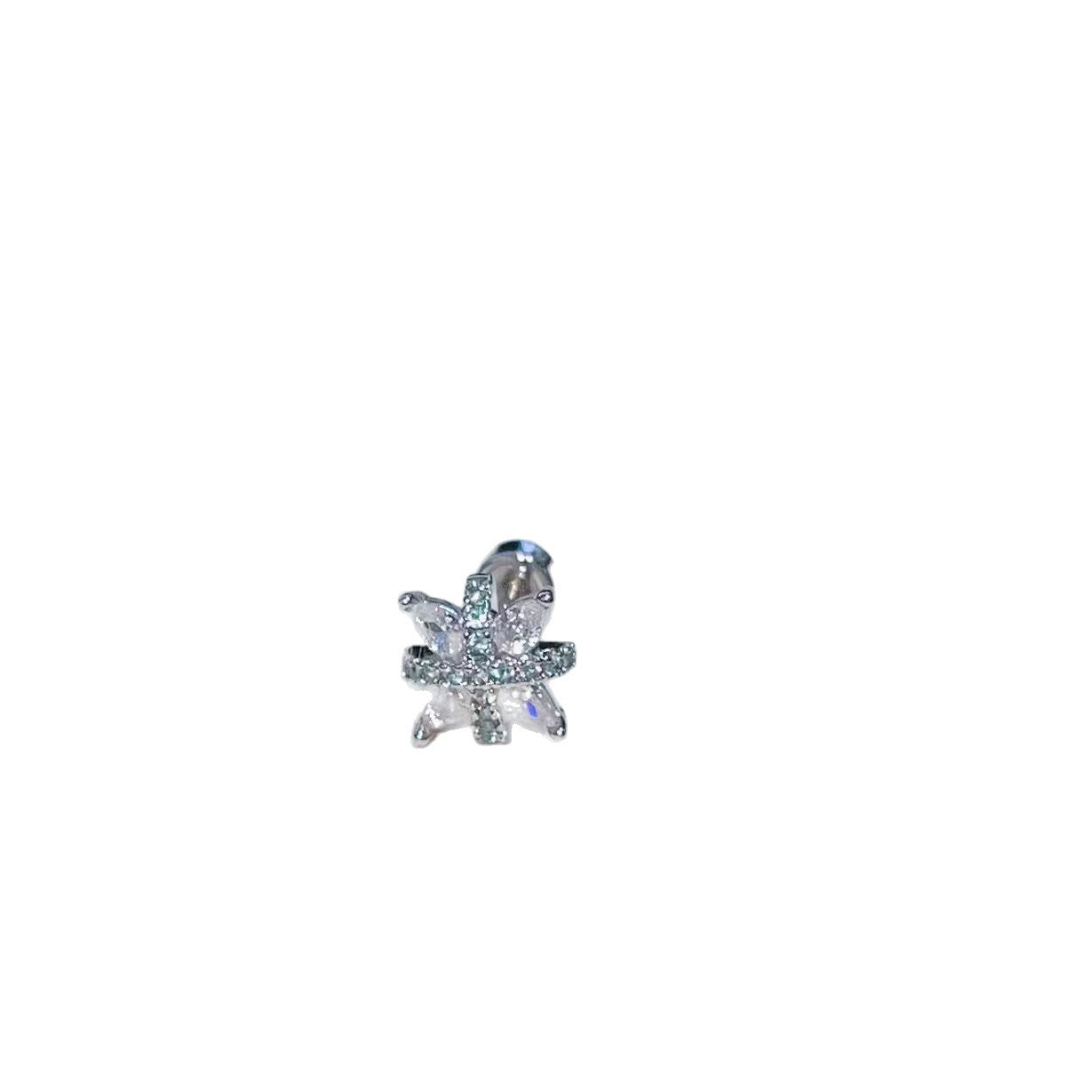 Pa Green Collection Ear Bone Prosperous Cross Straight Needle Clip Stud Earrings