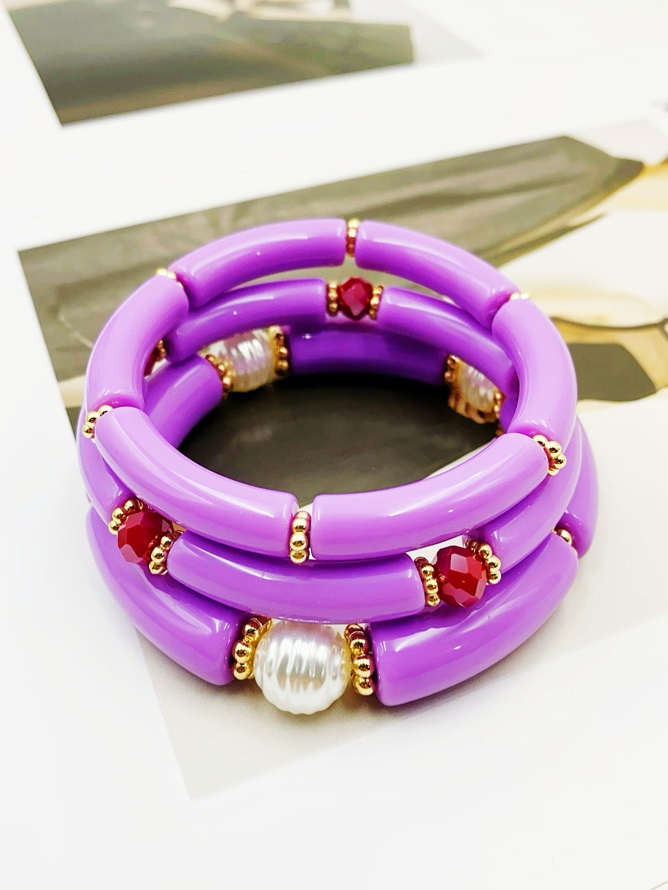 Fashion Simple Acrylic Beaded Ladies Elbow Bracelets