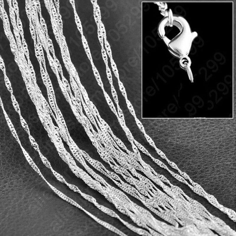 Women's Sier Plated Water Wave Chain Short Necklaces