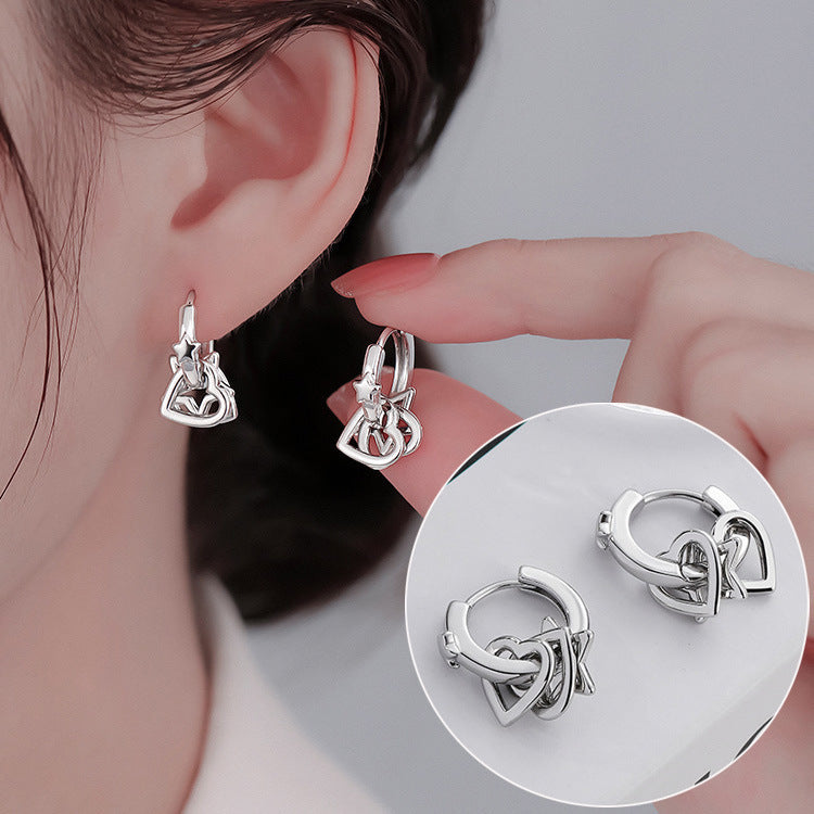 Women's Style Niche Design Sweet Tassel Love Heart Ear Line