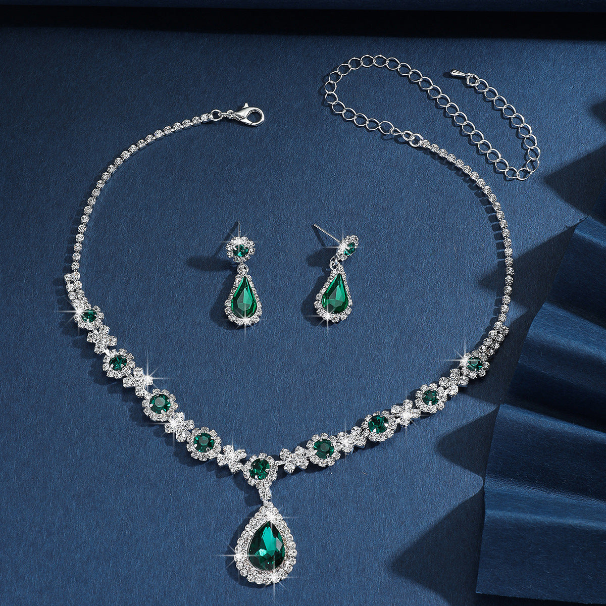 Women's Bridal Crystal Water Drop Two-piece Jewelry Set