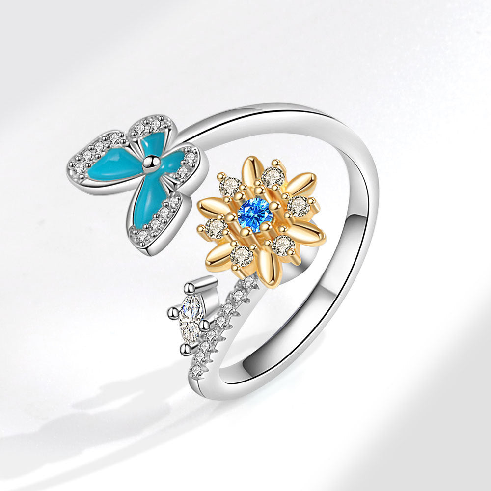 Rotatable Butterfly Female Cold Wind Niche Opening Ring