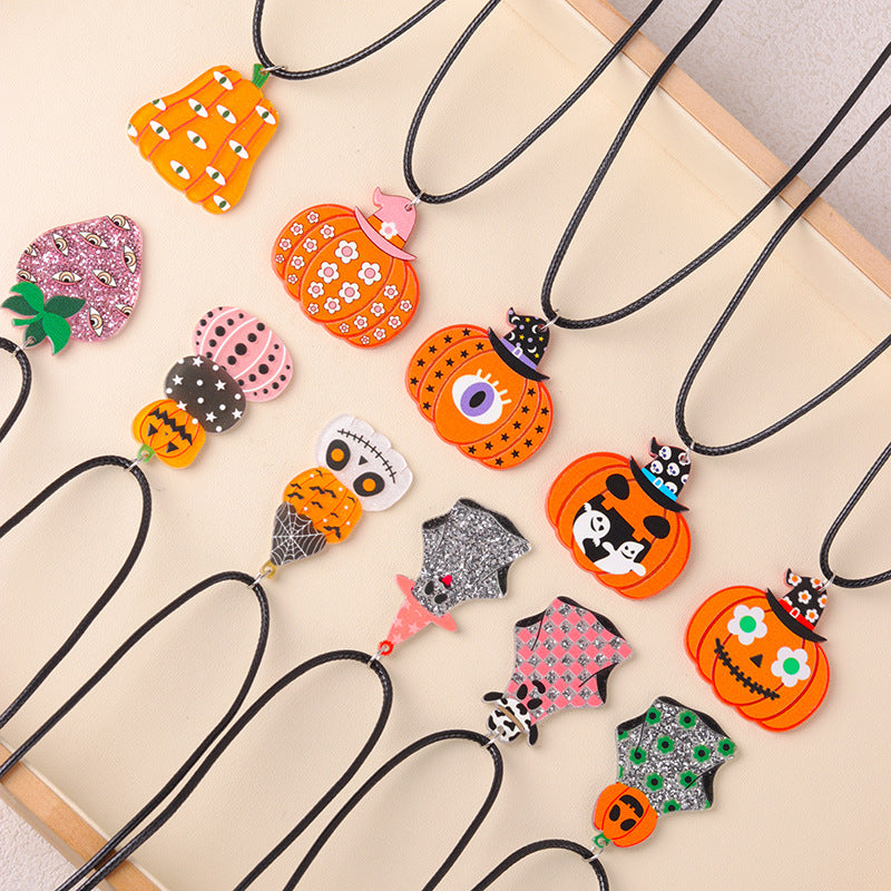 Women's Cartoon Fun Ghost Pumpkin Acrylic Personalized Necklaces
