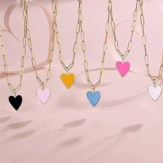 Women's Source Heart-shaped Gold-plated Stainless Steel Clip For Girlish Fashion Love Necklace