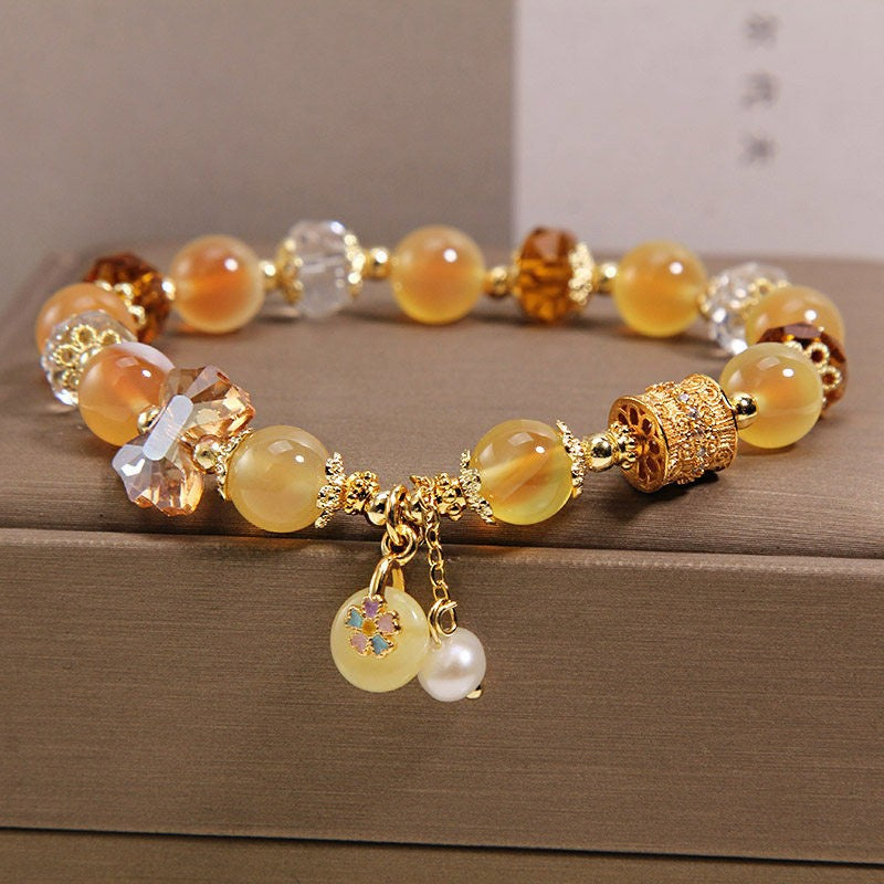 Light Luxury Minority High Sense Chalcedony Safety Buckle Money Drawing Bracelets