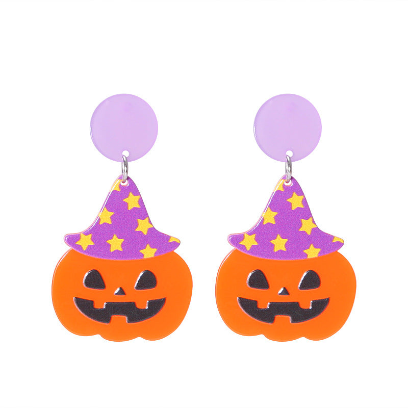 Creative Halloween Series Cartoon Funny Fun Acrylic Plate Earrings