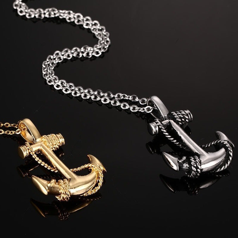 Men's Steel Boat Anchor Trendy Personality Vintage Cross Pendants