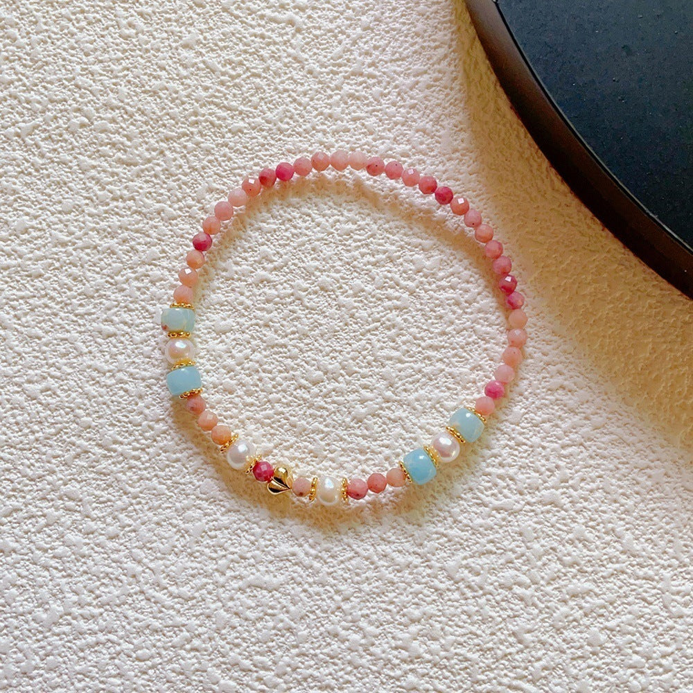Natural Stone Crystal String Beads Style Design Dopamine Bracelet