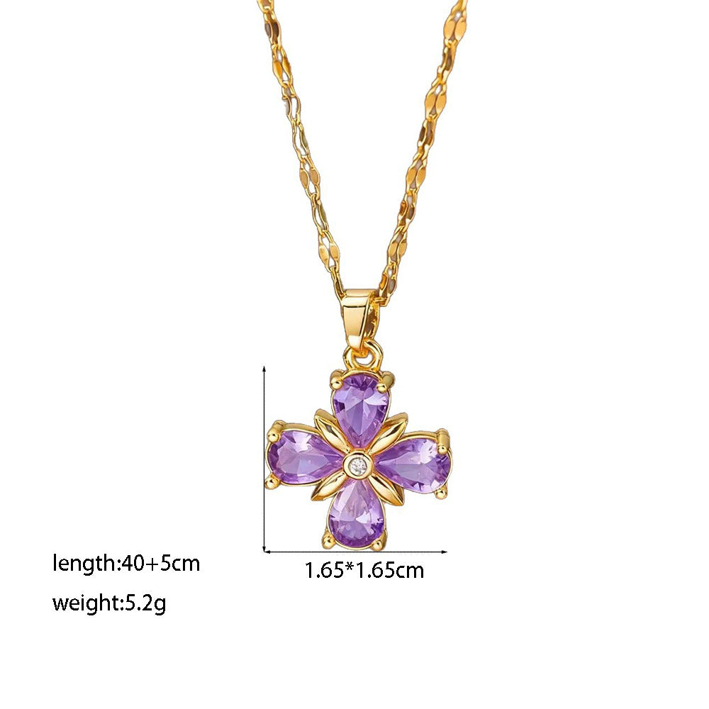 Women's Micro Inlaid Zircon Sun Star Moon Zodiac Clavicle Necklace