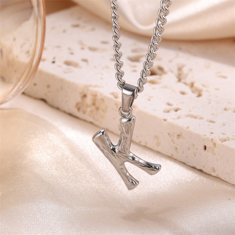 Textured Letters Design Sense Elegant Simple Necklaces