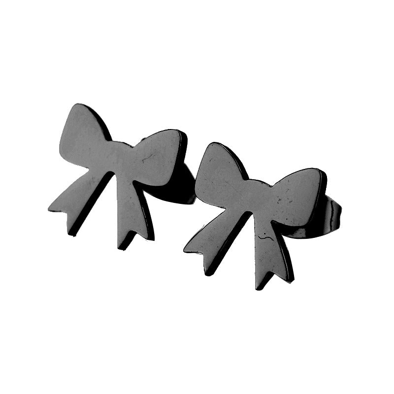 French Stainless Steel Simple Personality Bow Earrings