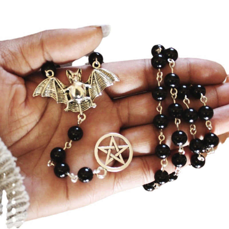 Bat Five-pointed Star Decorative Black Beads Necklaces