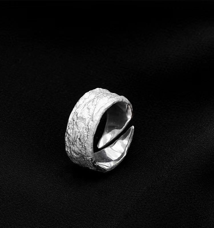 Dark Style Hammer Pattern Thai Sier Personality Stylish Rings